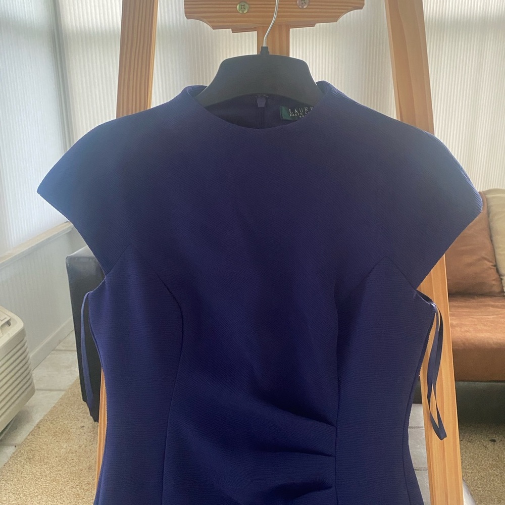 Lauren Ralph Lauren Elegant Blue High Neck Dress
